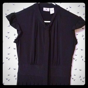 Flattering ruffled sleeve black dress